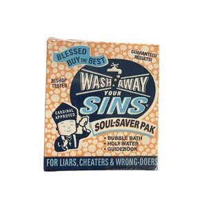 Wash Away Your Sins Bubble Bath‎ Holy Water Soul Saver Pak Gag Gift SEALED 2004